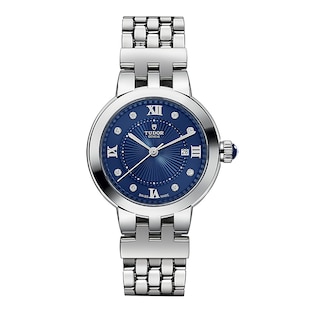 Tudor Clair de Rose 30mm steel case diamond-set dial