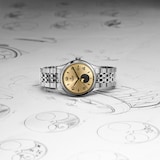 Tudor 1926 Luna 39mm Mens Watch Steel Case Moon Phase Indicator Champagne Dial