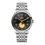 Tudor 1926 Luna 39mm Mens Watch Steel Case Moon Phase Indicator Black Dial