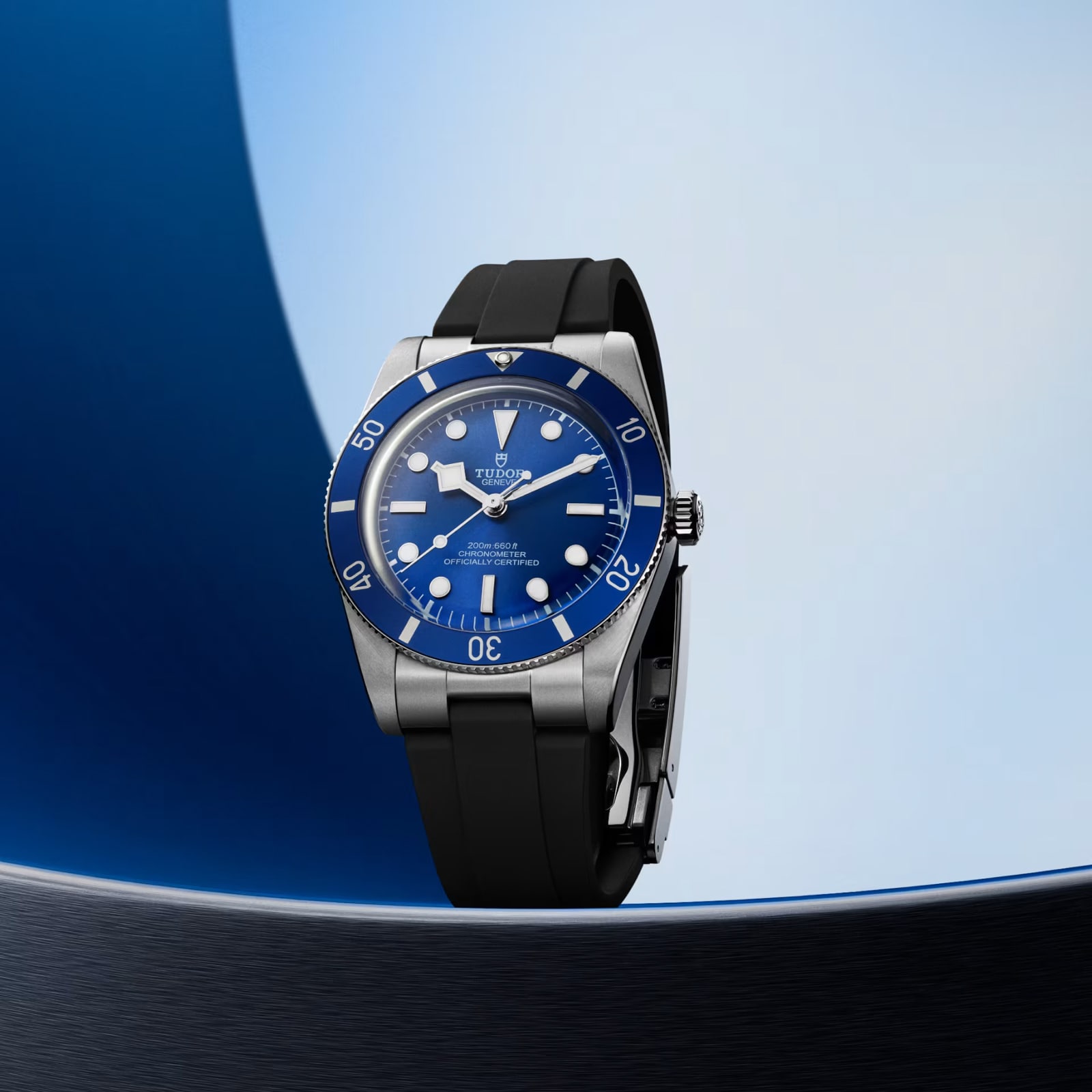 Tudor Black Bay 54 37mm Steel Case Rubber Strap Watch Blue M79000B