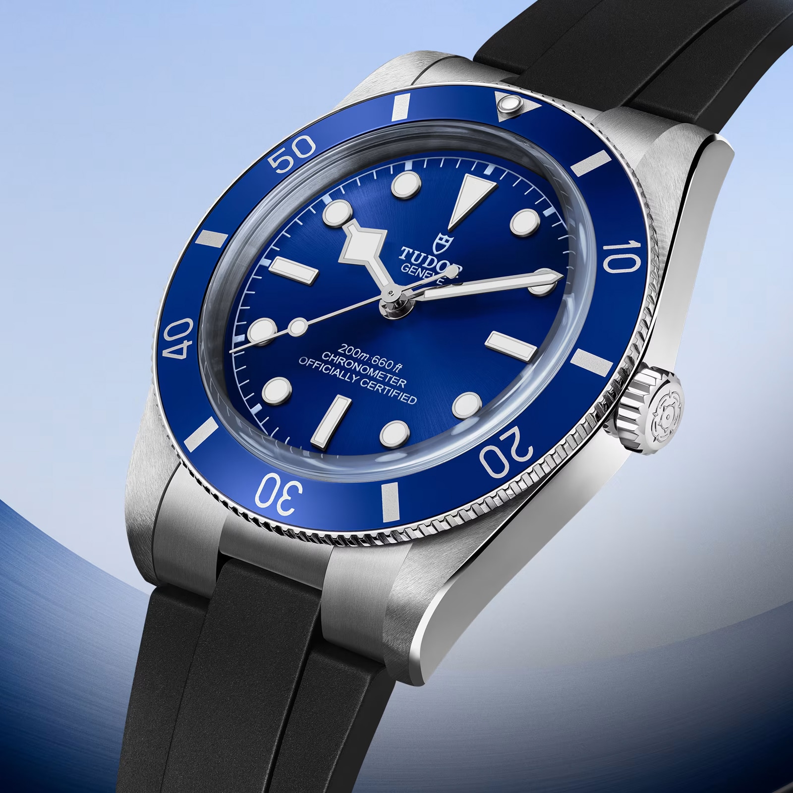 Tudor Black Bay 54 37mm Steel Case Rubber Strap Watch Blue M79000B