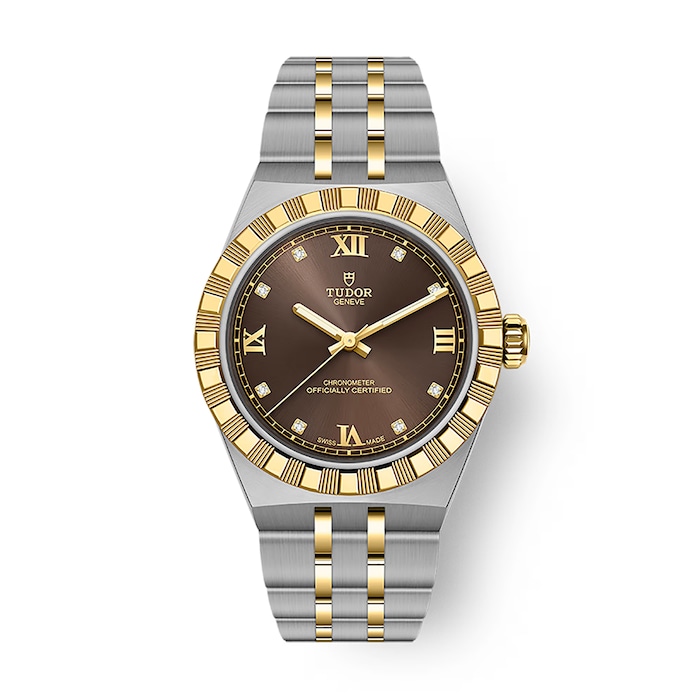 Tudor Royal 30mm Steel and Yellow Gold Case Watch Brown