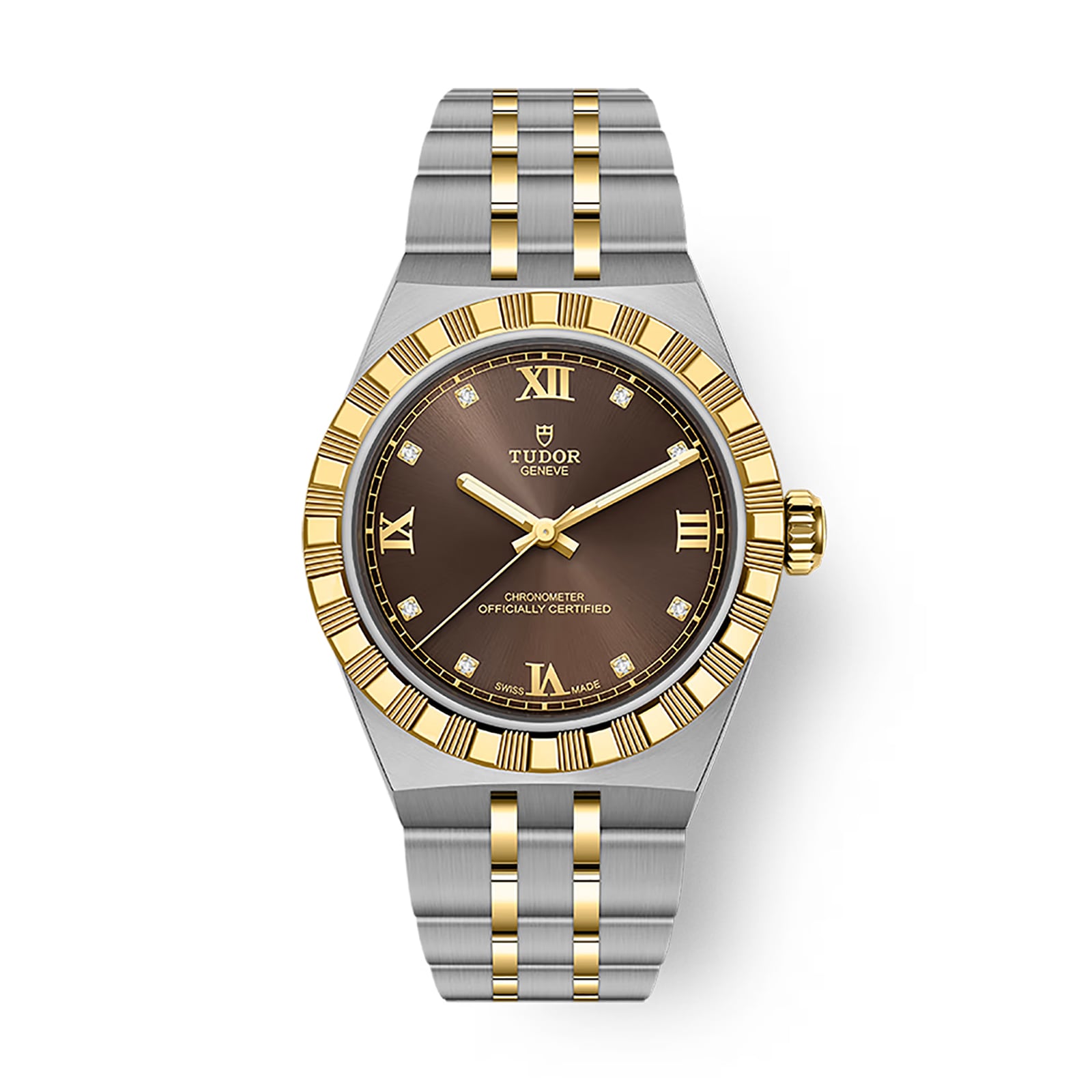 Tudor Royal 30mm Steel and Yellow Gold Case Watch Brown