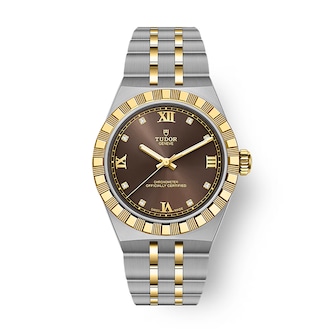 Tudor Royal 30mm Steel and Yellow Gold Case Watch Brown