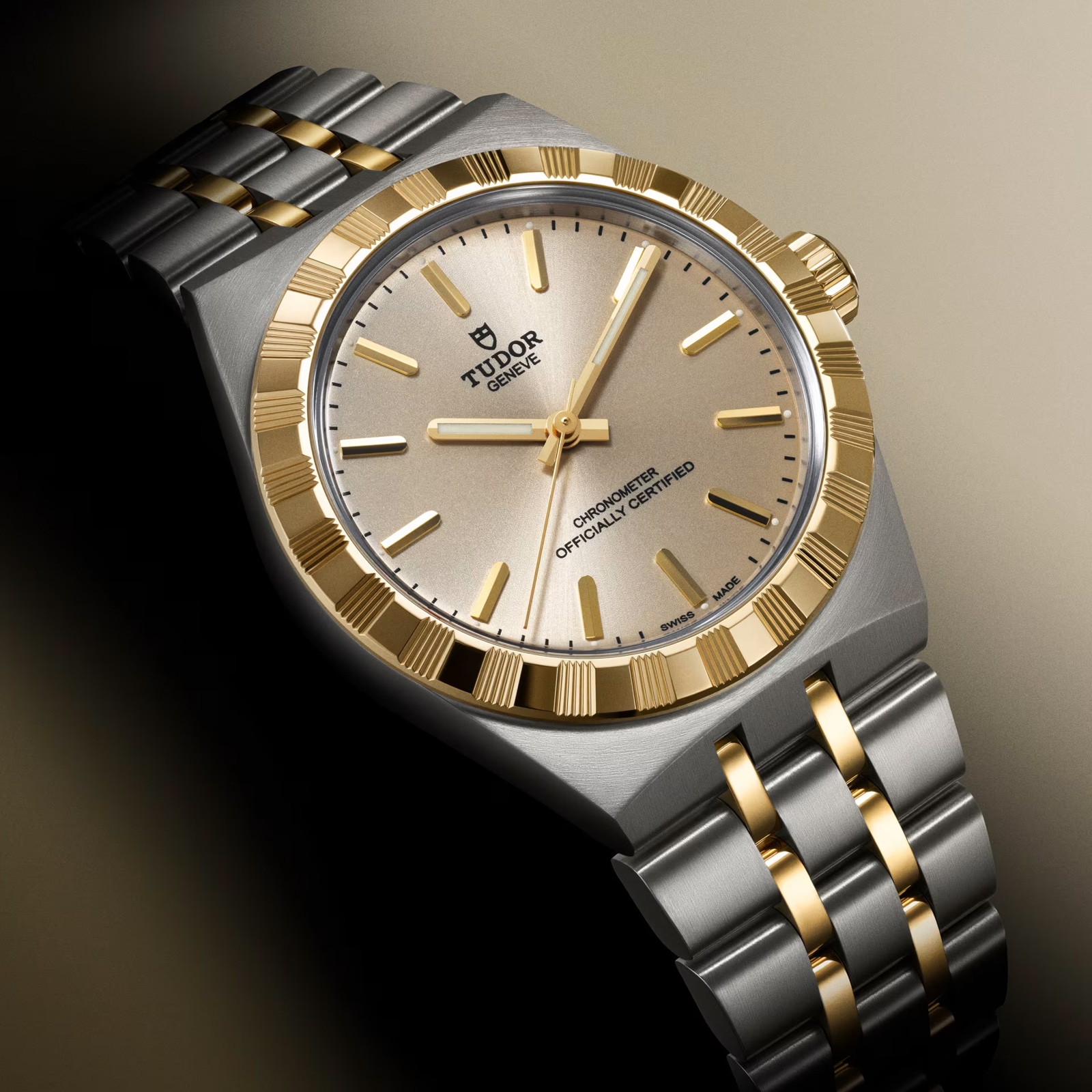 Tudor Royal 30mm Steel and Yellow Gold Case Watch Beige