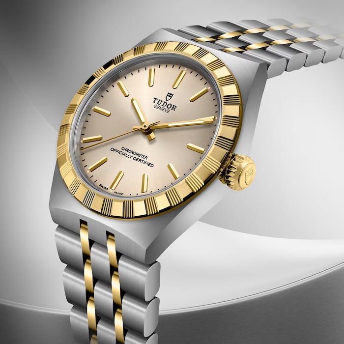 Tudor Royal 30mm Steel and Yellow Gold Case Watch Beige