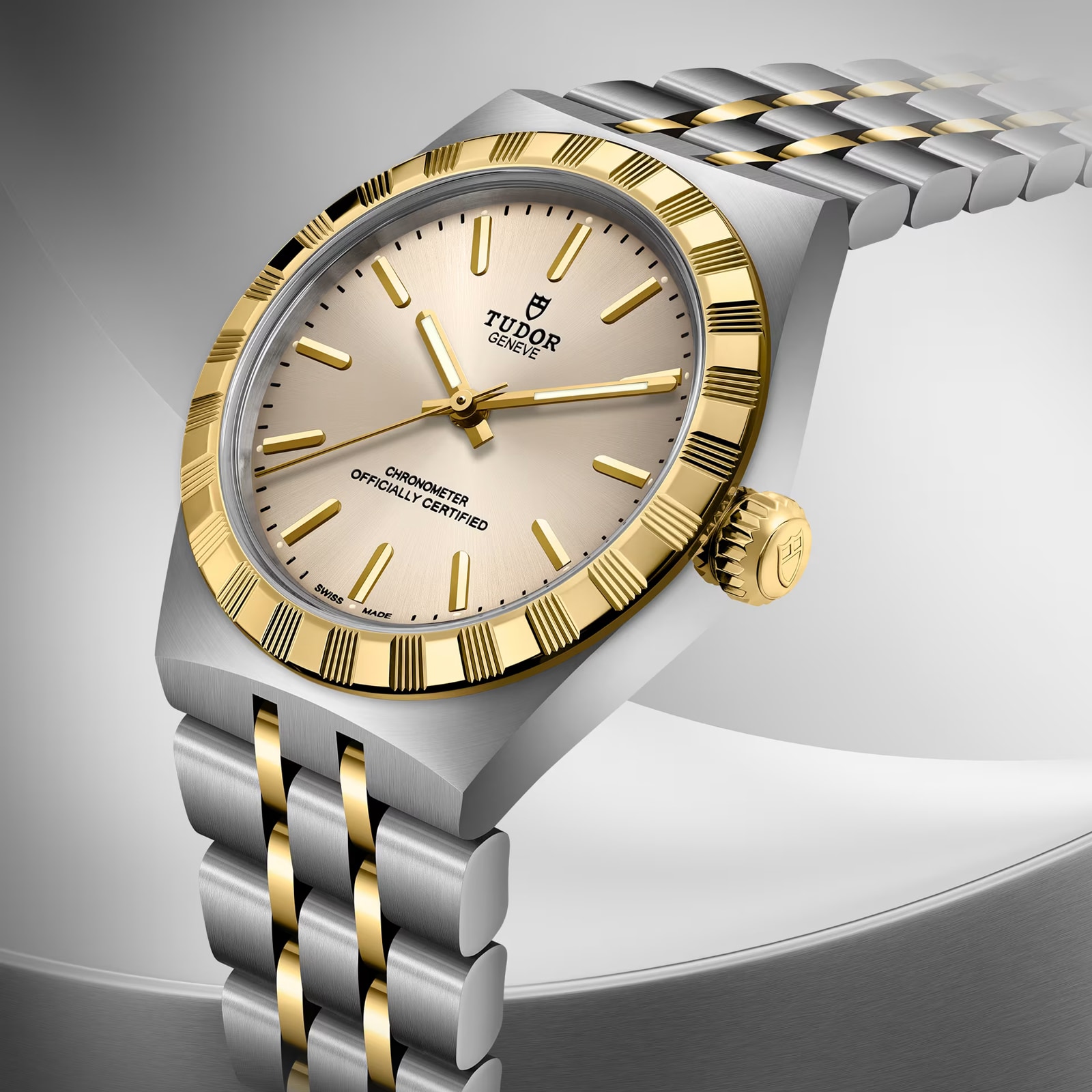 Tudor Royal 30mm Steel and Yellow Gold Case Watch Beige