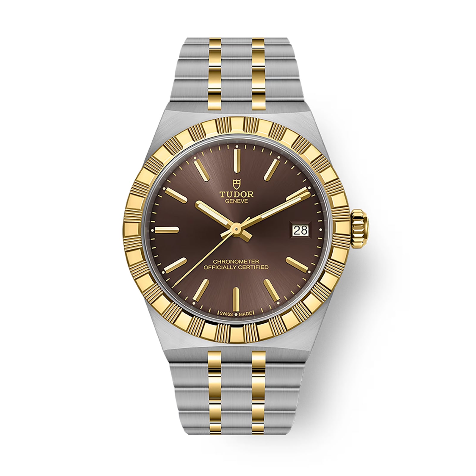 Tudor Royal 36mm Steel and Yellow Gold Case Watch Brown