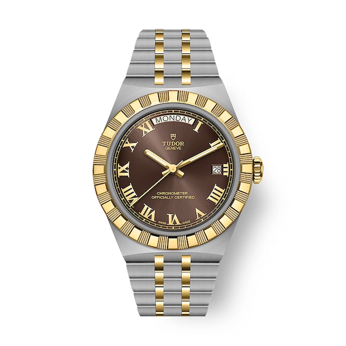 Tudor Royal 40mm Steel and Yellow Gold Case Watch Brown