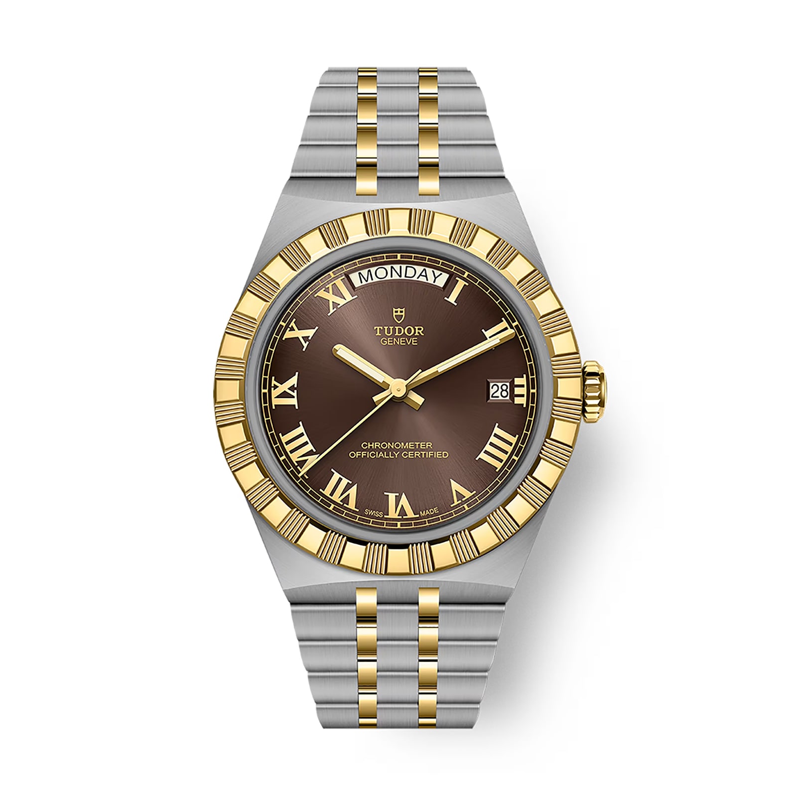 Tudor Royal 40mm Steel and Yellow Gold Case Watch Brown