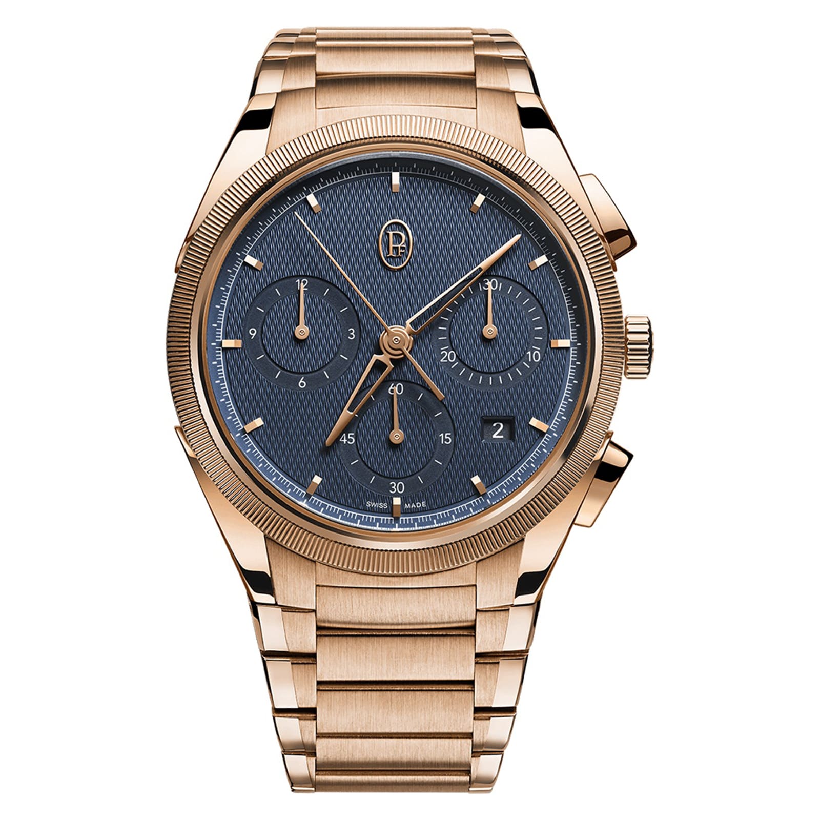 Parmigiani Fleurier Tonda PF Chronograph Automatic 18ct Rose Gold Blue 42mm Mens Watch