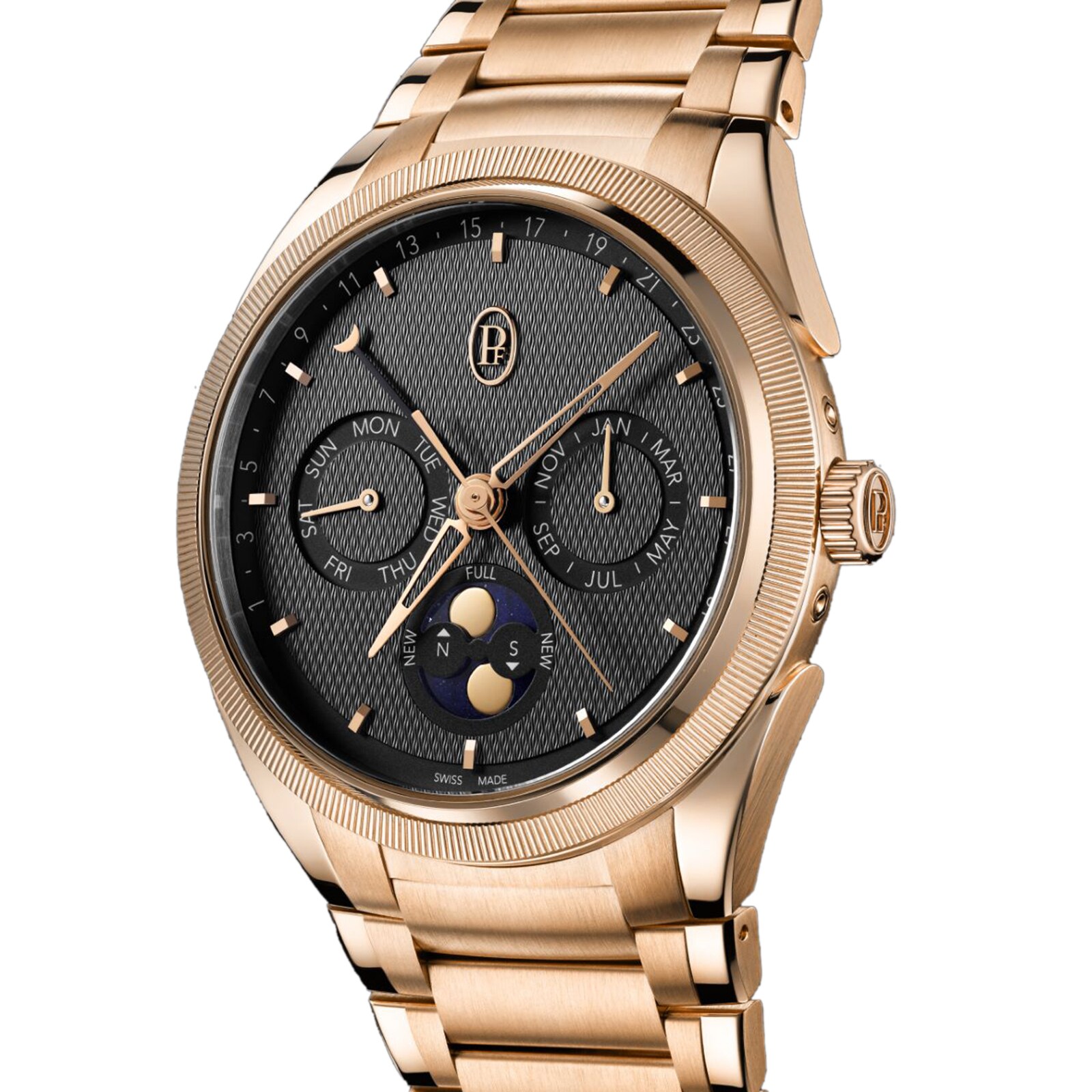 Parmigiani Fleurier TONDA PF Gregorian Annual Calendar Rose Gold Warm Grey 42mm Mens Watch