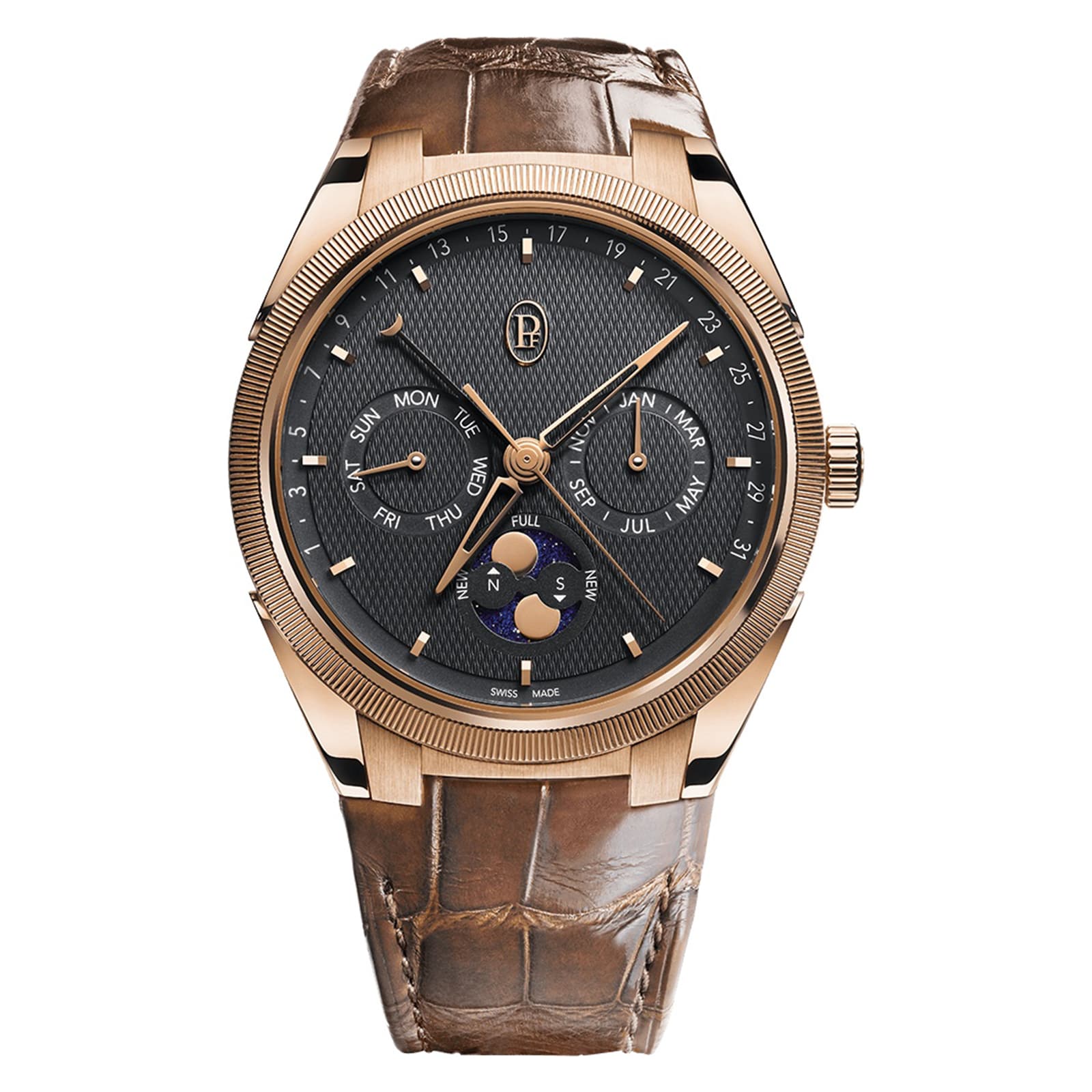 Parmigiani Fleurier TONDA PF Gregorian Annual Calendar Rose Gold Warm Grey Strap 42mm Mens Watch Parmigiani Fleurier TONDA PF Gregorian Annual Calendar Rose Gold Warm Grey Strap 42mm Mens Watch