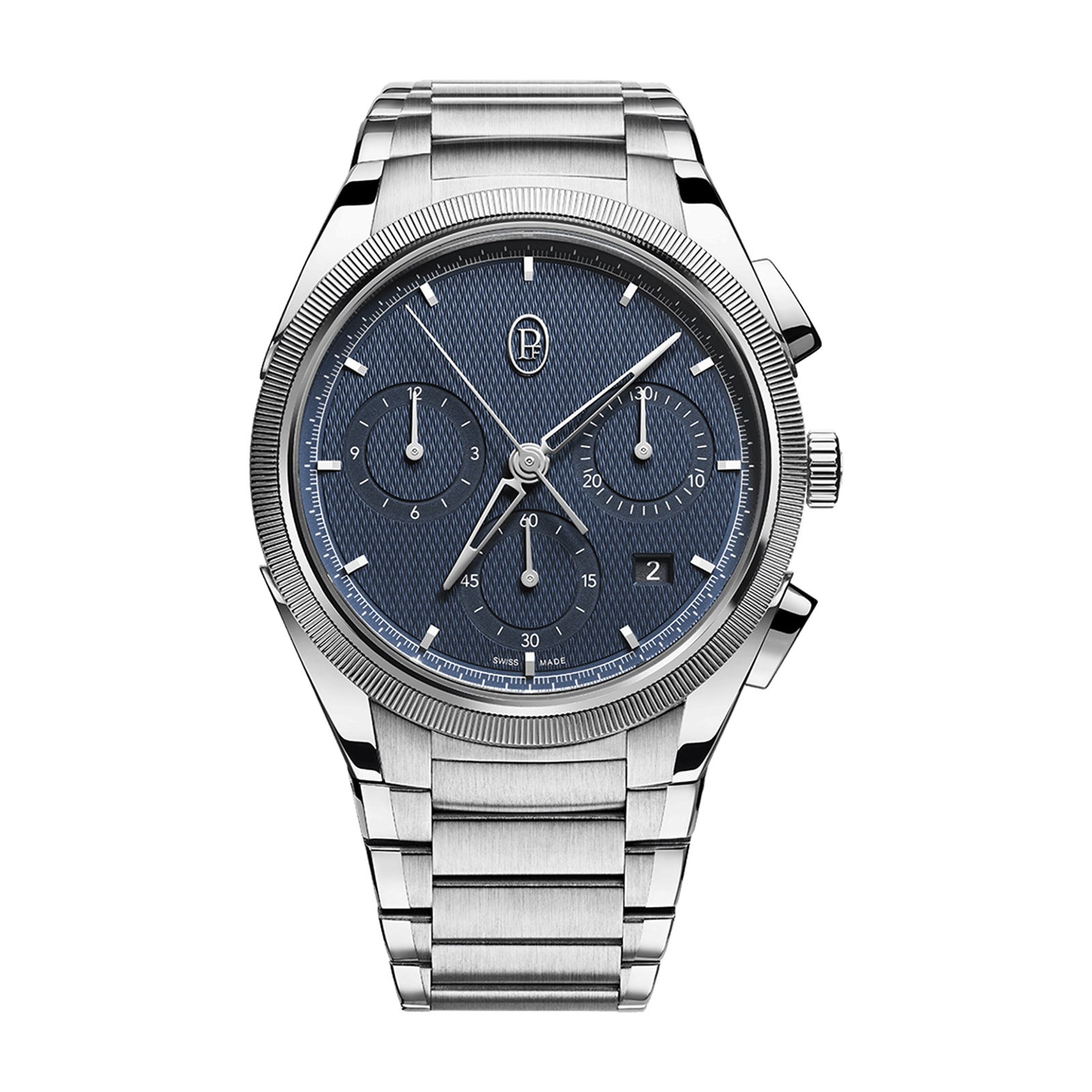 Tonda PF Chronograph Steel Platinum Milano Blue 42mm Mens Watch