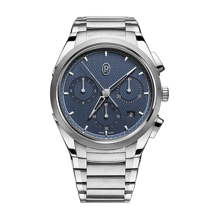 Parmigiani Fleurier Tonda PF Chronograph Steel Platinum Milano Blue 42mm Mens Watch