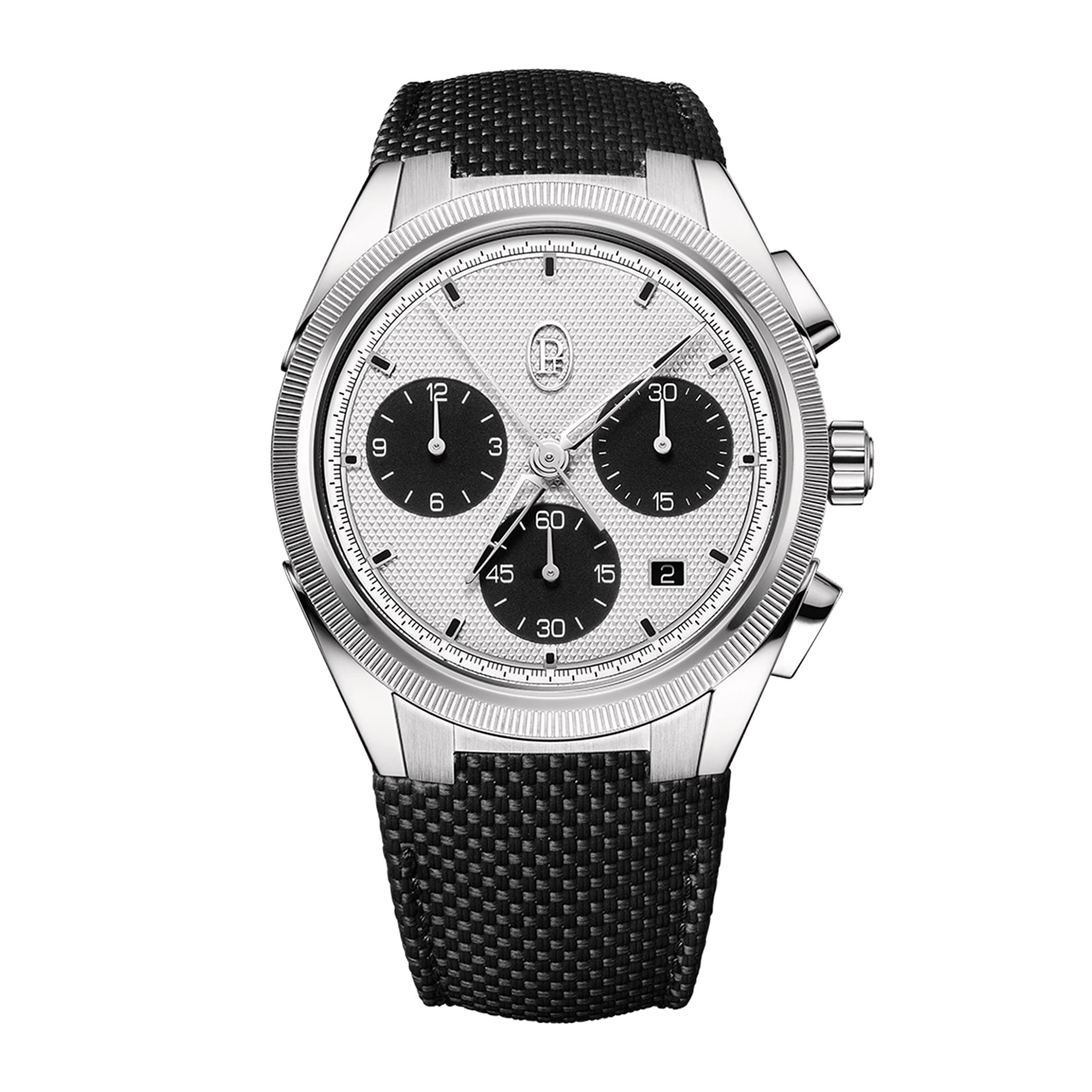 Tonda PF Sport Chronograph Steel Silver Black COSC 42mm Mens Watch