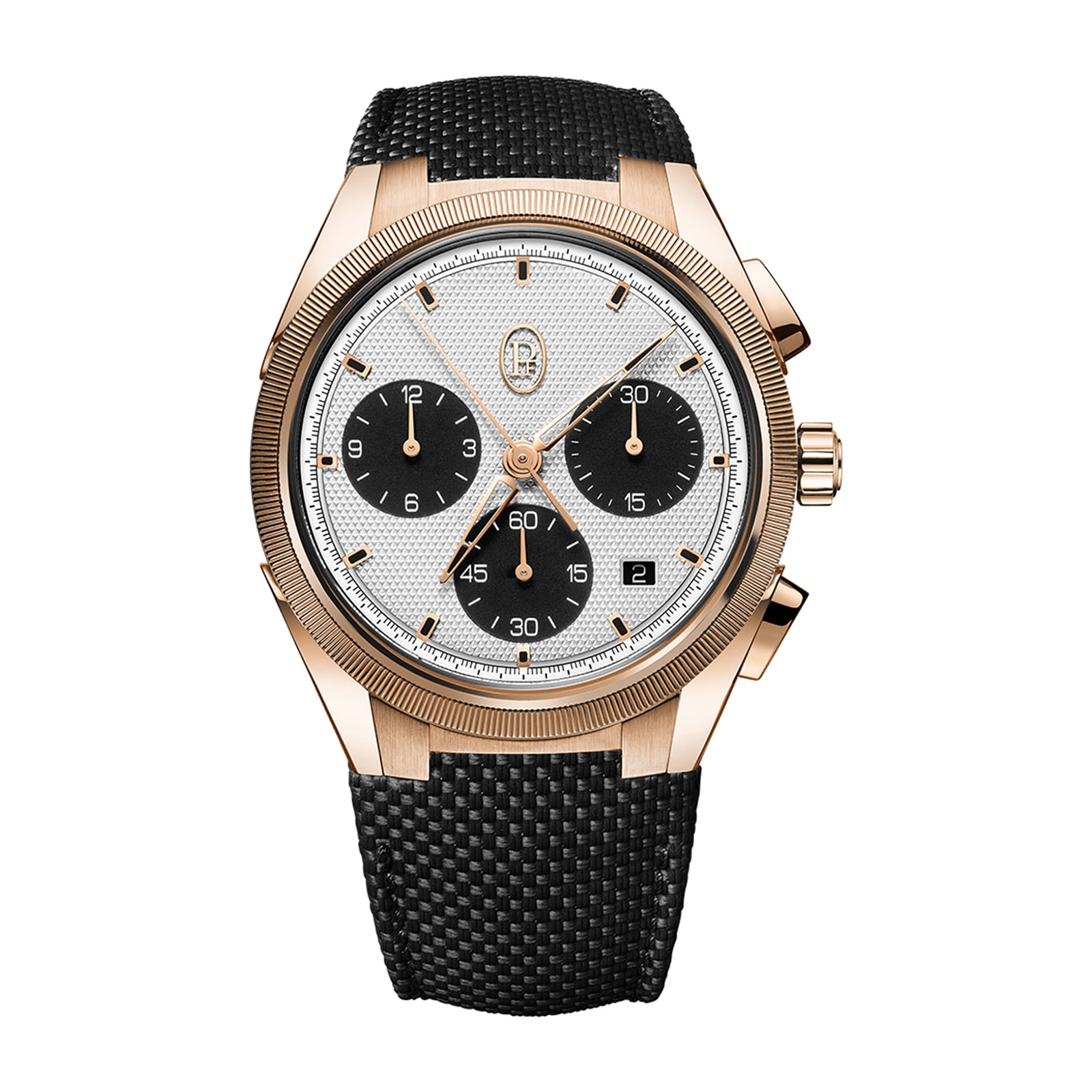 Tonda PF Sport Chronograph Rose Gold Silver Black COSC 42mm Mens Watch