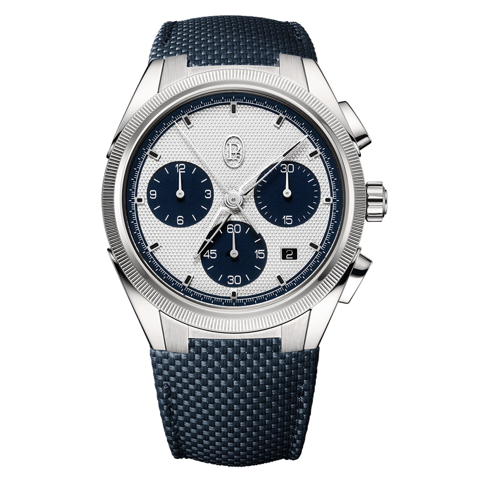 Parmigiani Fleurier TONDA PF Sport Chronograph Steel Silver Milano Blue COSC 42mm Mens Watch Parmigiani Fleurier TONDA PF Sport Chronograph Steel Silver Milano Blue COSC 42mm Mens Watch