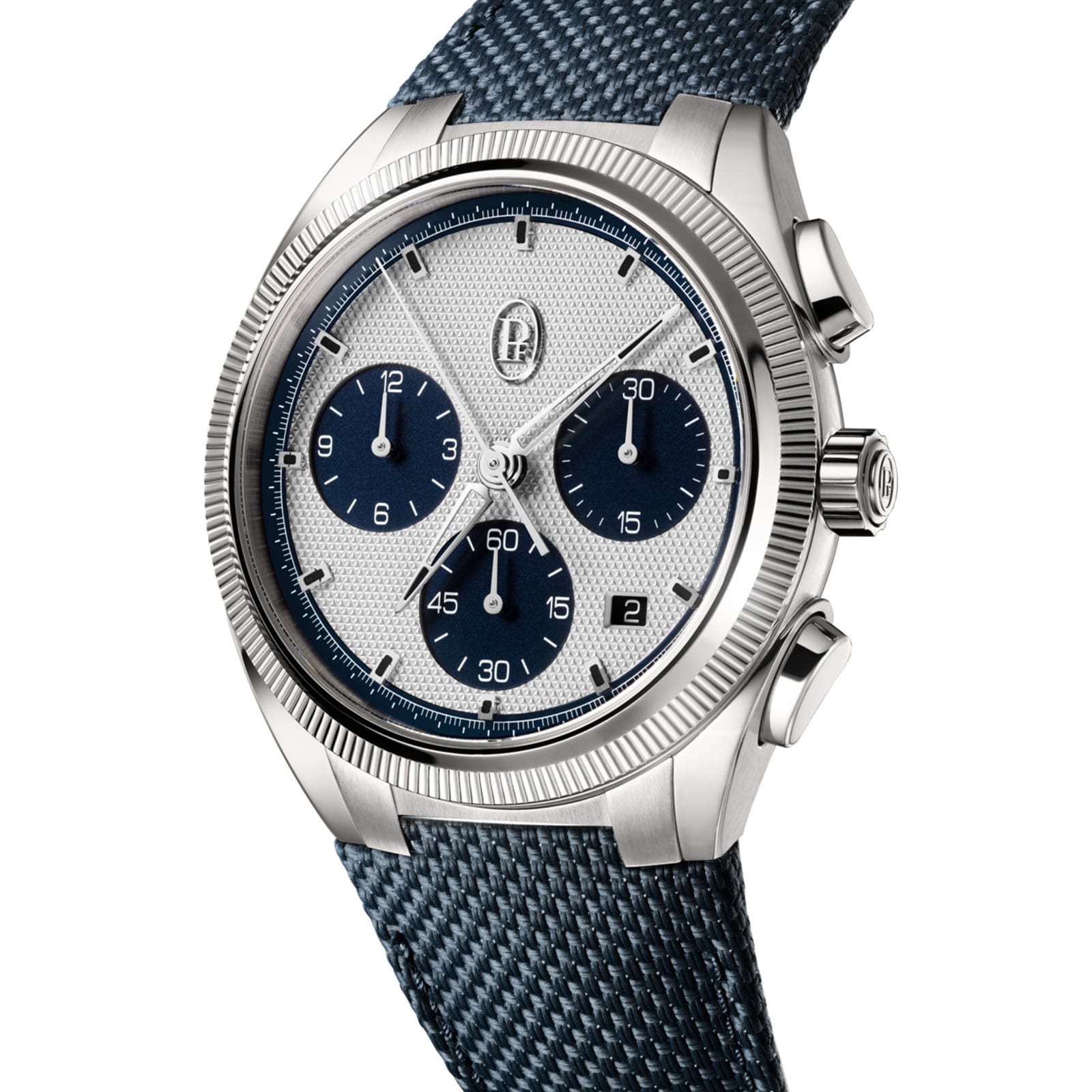 Parmigiani Fleurier TONDA PF Sport Chronograph Steel Silver Milano Blue COSC 42mm Mens Watch Parmigiani Fleurier TONDA PF Sport Chronograph Steel Silver Milano Blue COSC 42mm Mens Watch