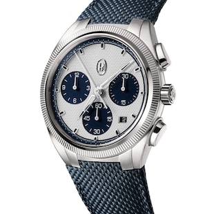 Parmigiani Fleurier TONDA PF Sport Chronograph Steel Silver Milano Blue COSC 42mm Mens Watch