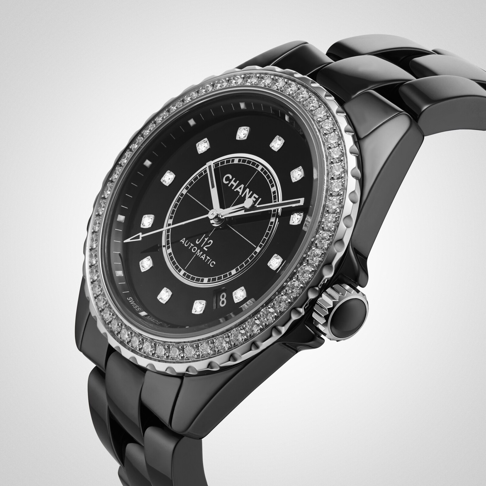 CHANEL J12 DIAMOND BEZEL WATCH CALIBRE 12.1, 38 MM