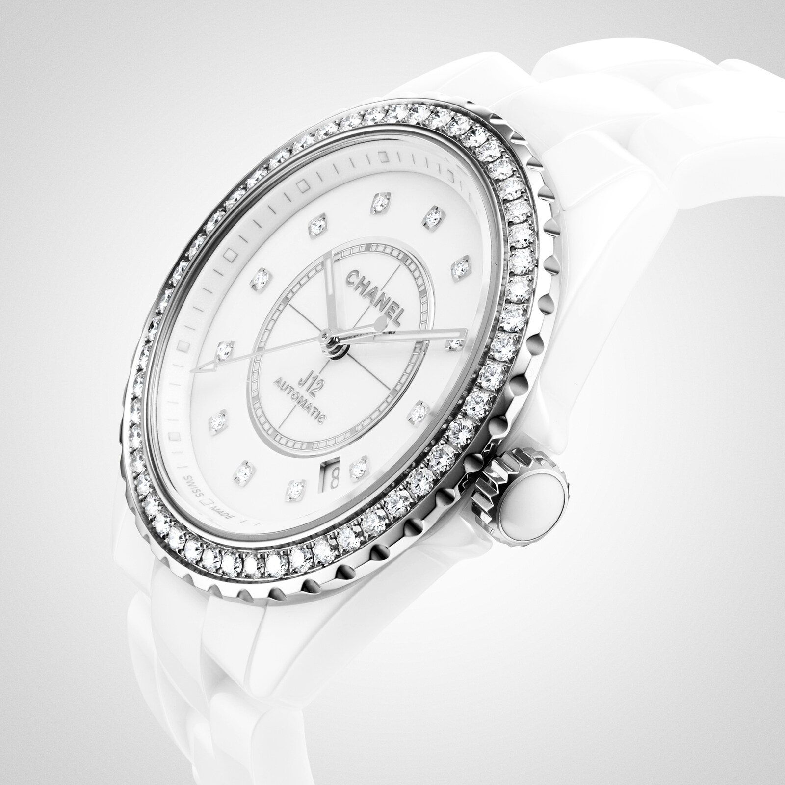 CHANEL J12 DIAMOND BEZEL WATCH CALIBRE 12.1, 38 MM