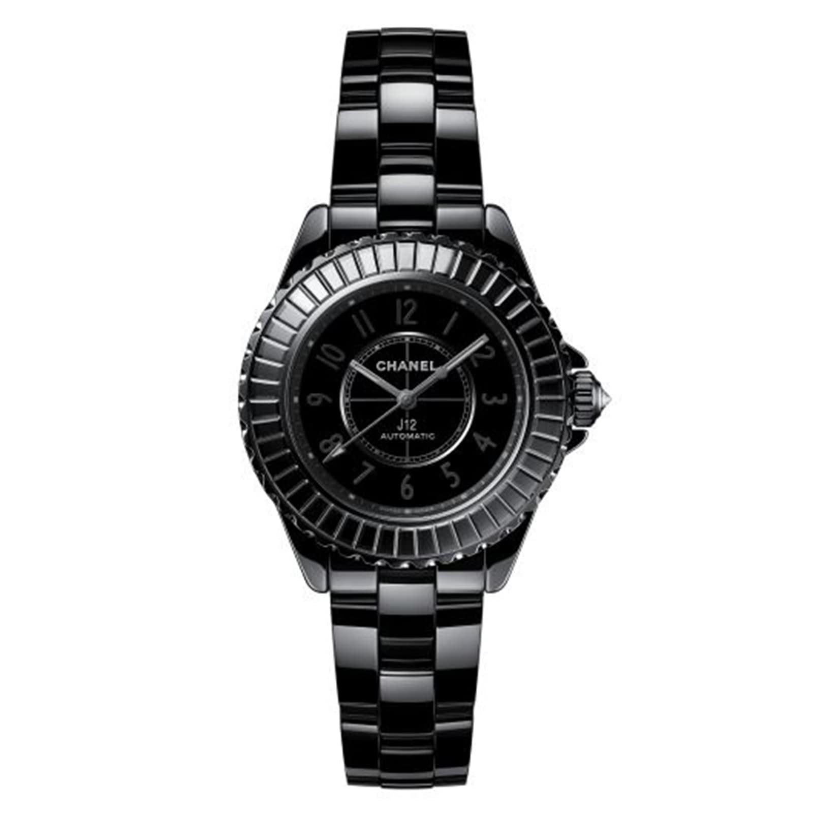 Chanel J12 Flying Tourbillon Black Onyx Dial Black Leather Strap Women's  Watch H3844