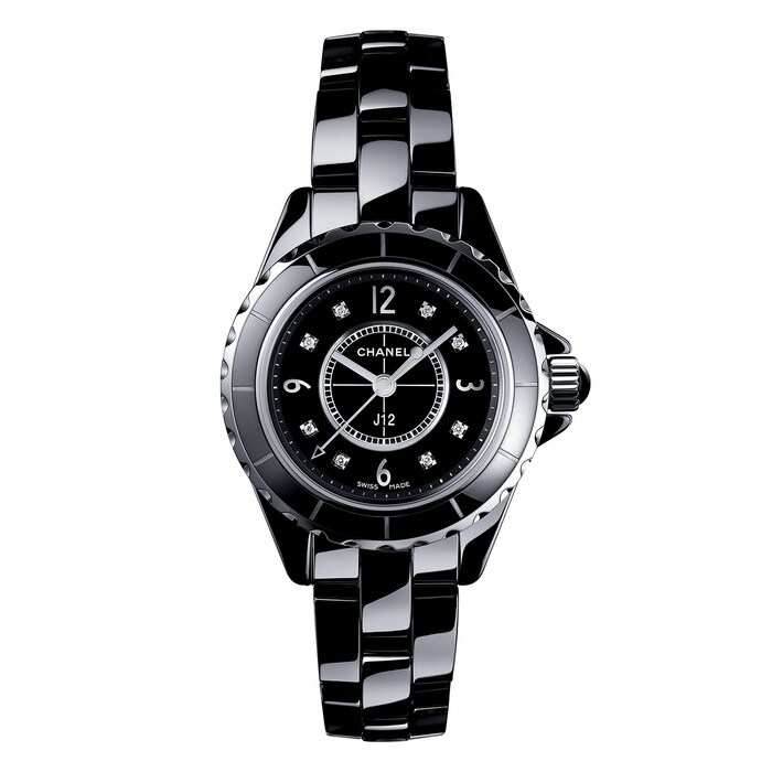 Chanel Stainless Steel Ceramic 33mm J12 Quartz Watch Black