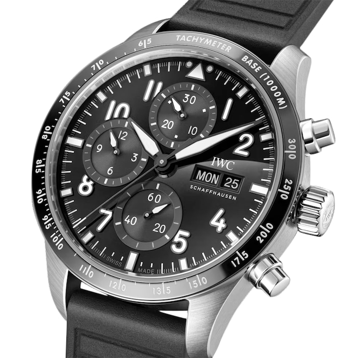 IWC Pilot Performance Chronograph 41mm AMG Mens Watch Black Rubber ...