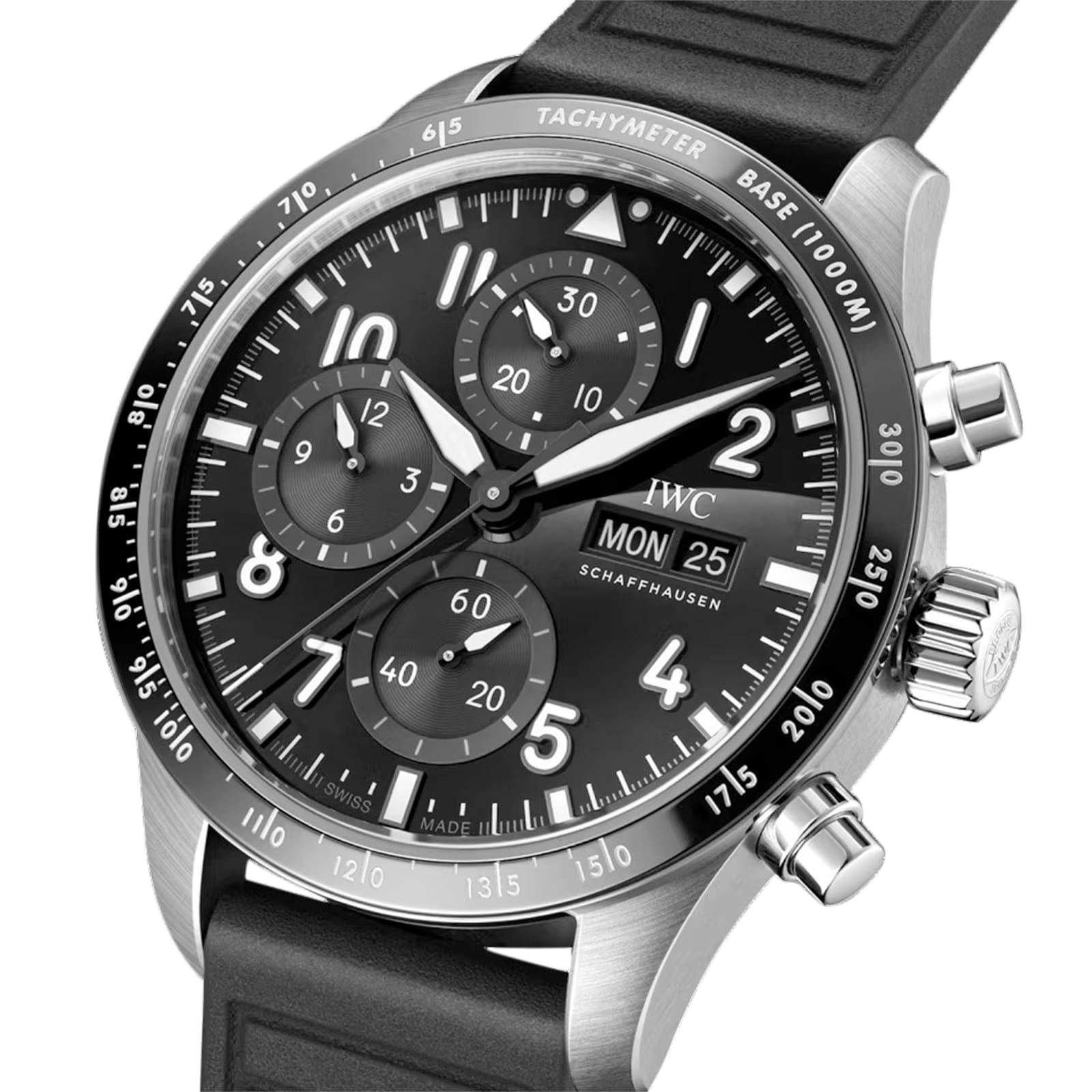 IWC Pilot Performance Chronograph 41mm AMG Mens Watch Black Rubber ...