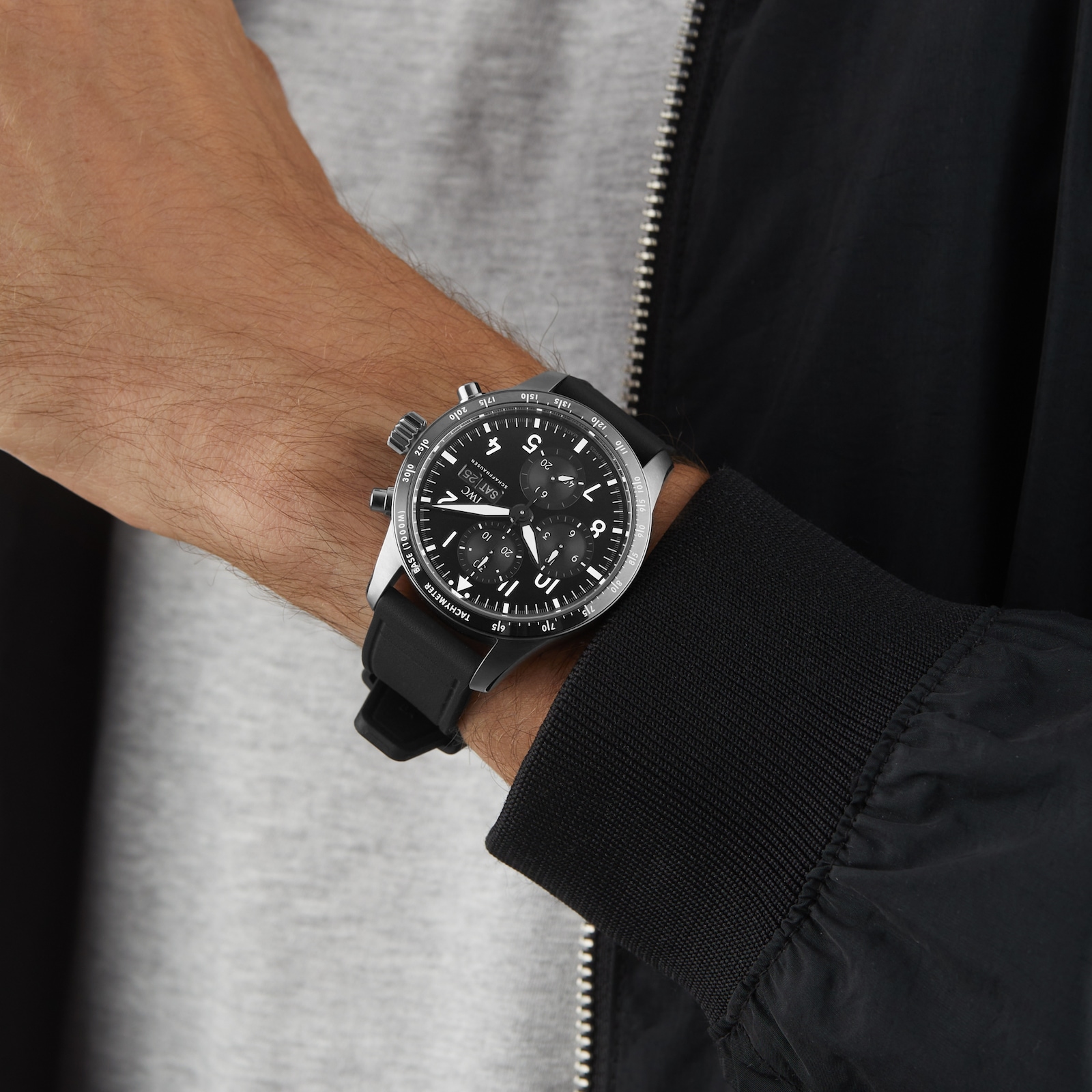IWC Pilot Performance Chronograph 41mm AMG Mens Watch Black Rubber