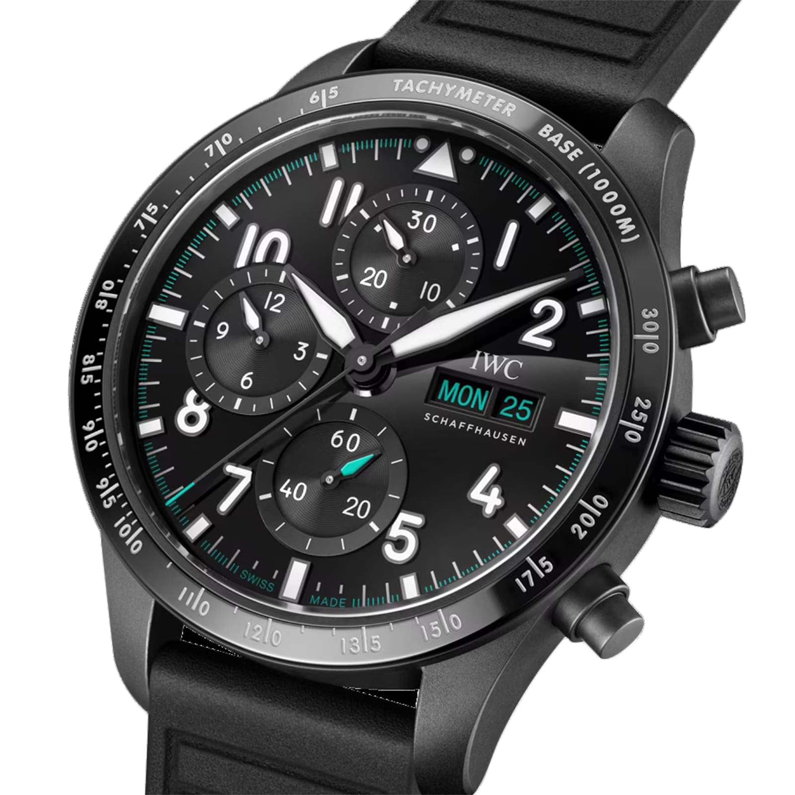 IWC Pilot Performance Chronograph 41mm Mercedes AMG Petronas Formula OneTM Team Mens Watch Black Rubber IWC Pilot Performance Chronograph 41mm Mercedes AMG Petronas Formula OneTM Team Mens Watch Black Rubber