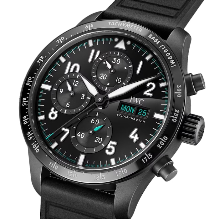 IWC Pilot Performance Chronograph 41mm Mercedes AMG Petronas Formula OneTM Team Mens Watch Black Rubber