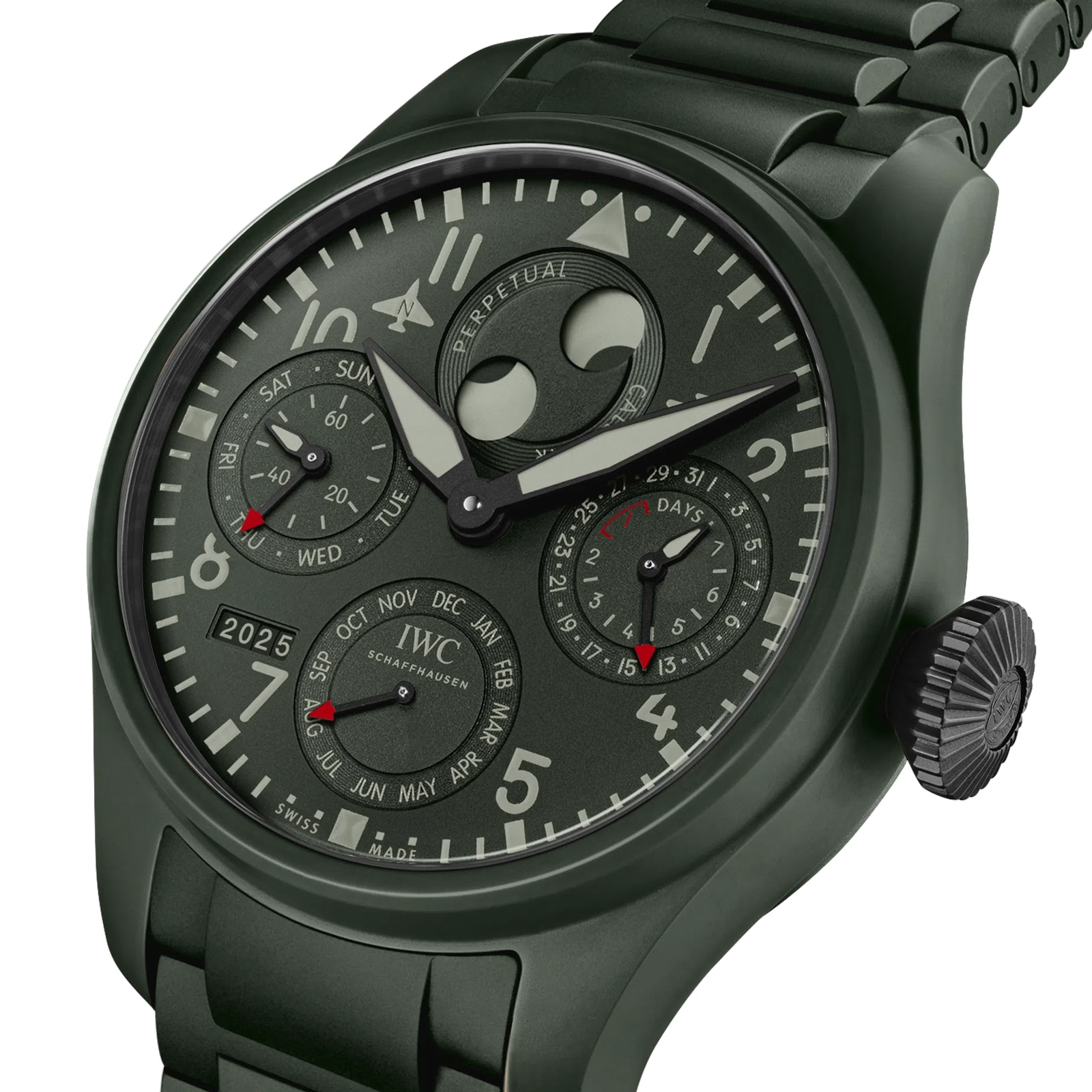IWC Big Pilot's Perpetual Calendar TOP GUN Woodland 46.5mm Mens Watch Green