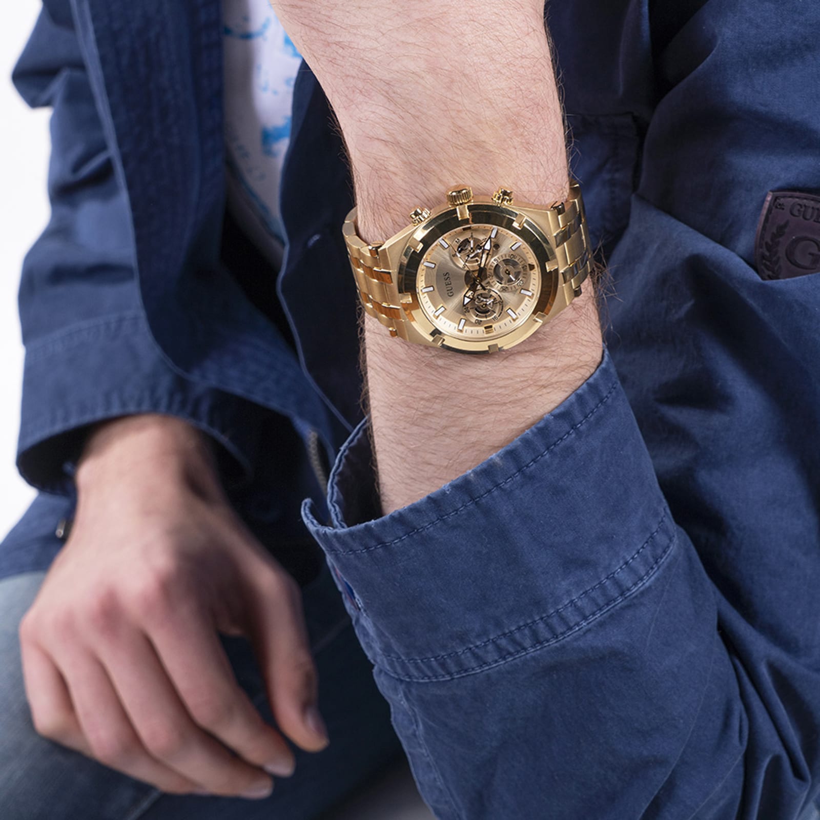 Guess Continental 44mm Mens Watch Gold