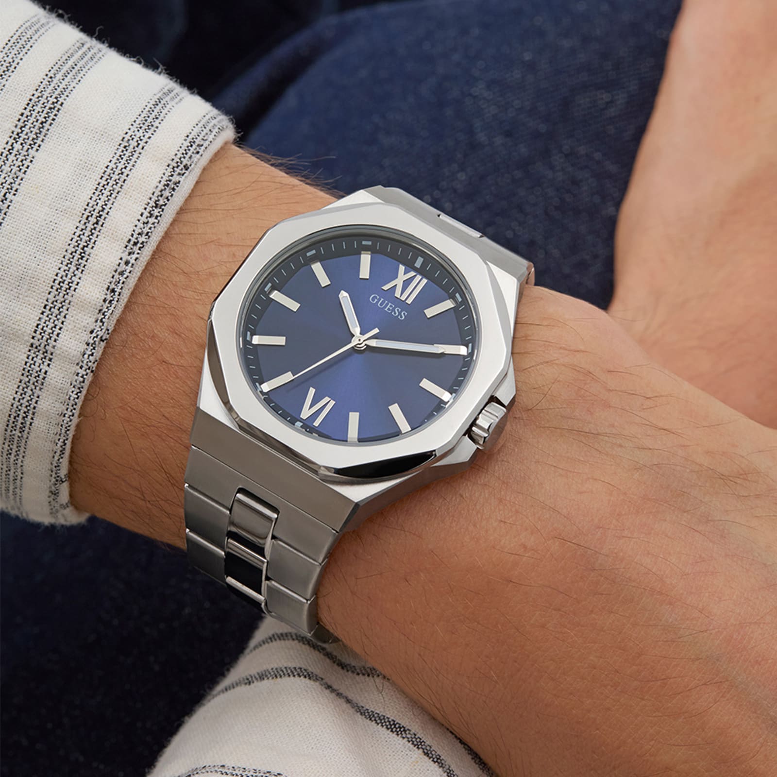 Guess Emperor 41.5mm Mens Watch Blue