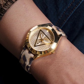Guess Glitz Plaque 34mm Ladies Watch Gold