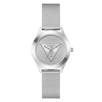 Guess Glitz Plaque 34mm Ladies Watch Silver