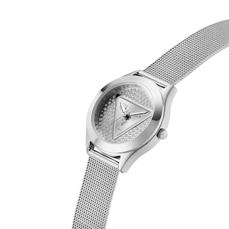 Guess Glitz Plaque 34mm Ladies Watch Silver