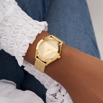 Guess Glitz Plaque 34mm Ladies Watch Gold