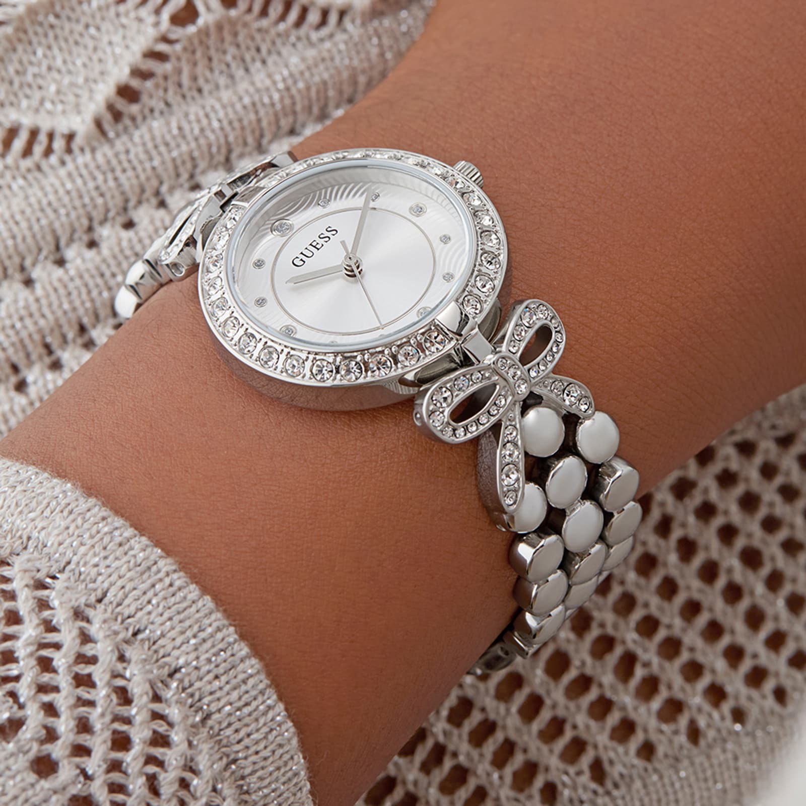 Guess Ribbon 30mm Ladies Watch Silver