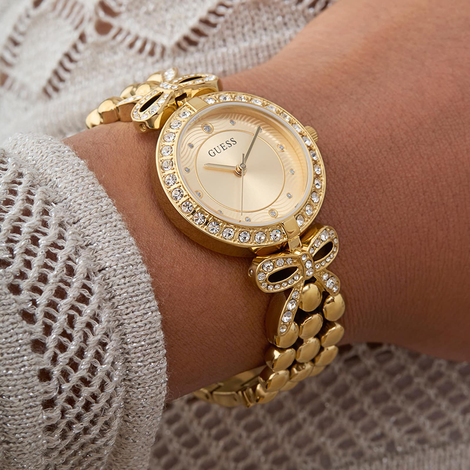 Guess Ribbon 30mm Ladies Watch Gold