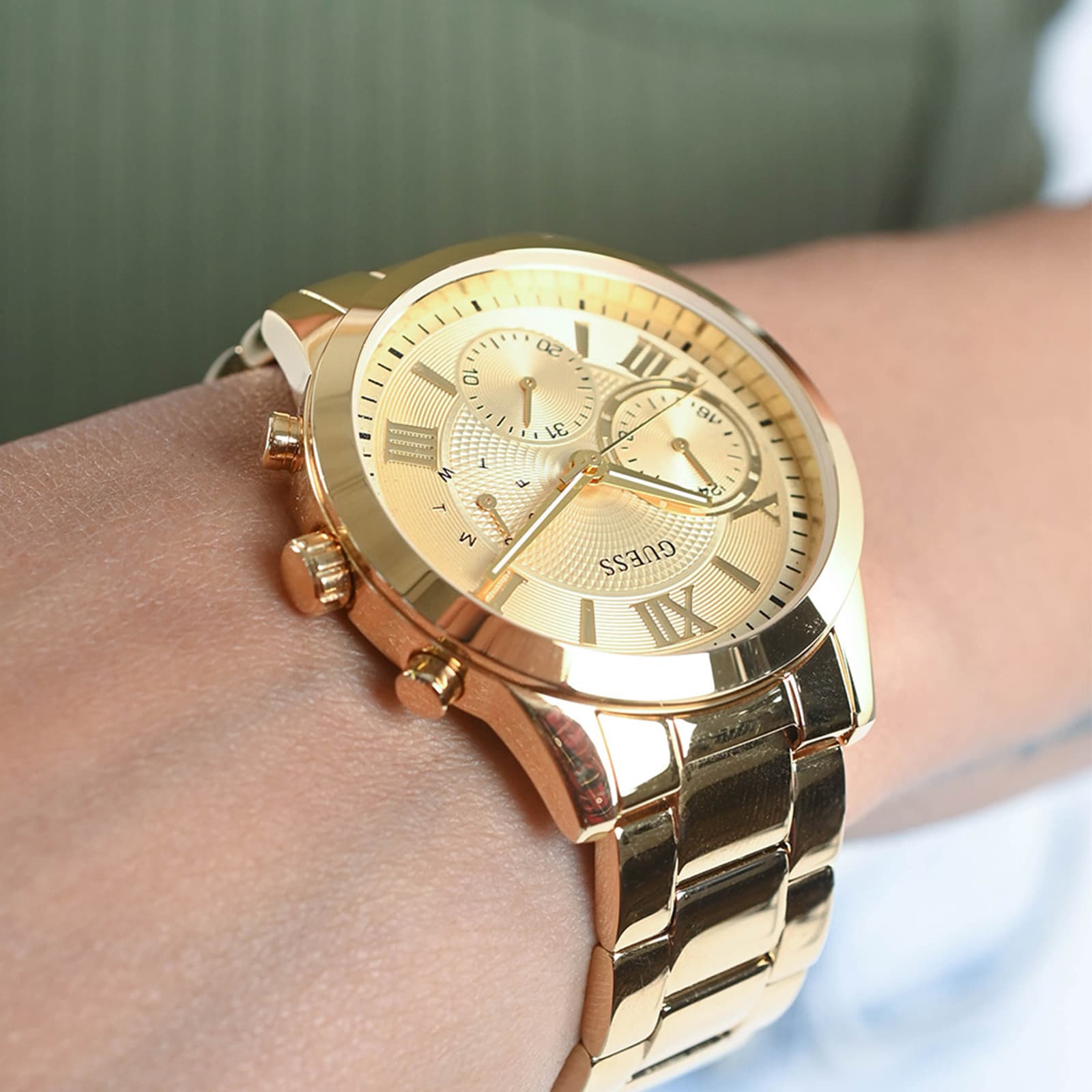 Guess Solar 40mm Ladies Watch Gold