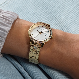 Guess Three Of Hearts 34mm Ladies Watch Silver