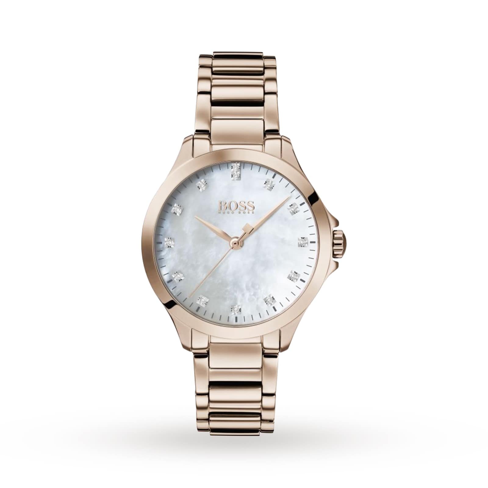 BOSS Diamond Bracelet Strap Watch, Rose Gold/Mother of Pearl Ladies Watch 32mm BOSS Diamond Bracelet Strap Watch, Rose Gold/Mother of Pearl Ladies Watch 32mm