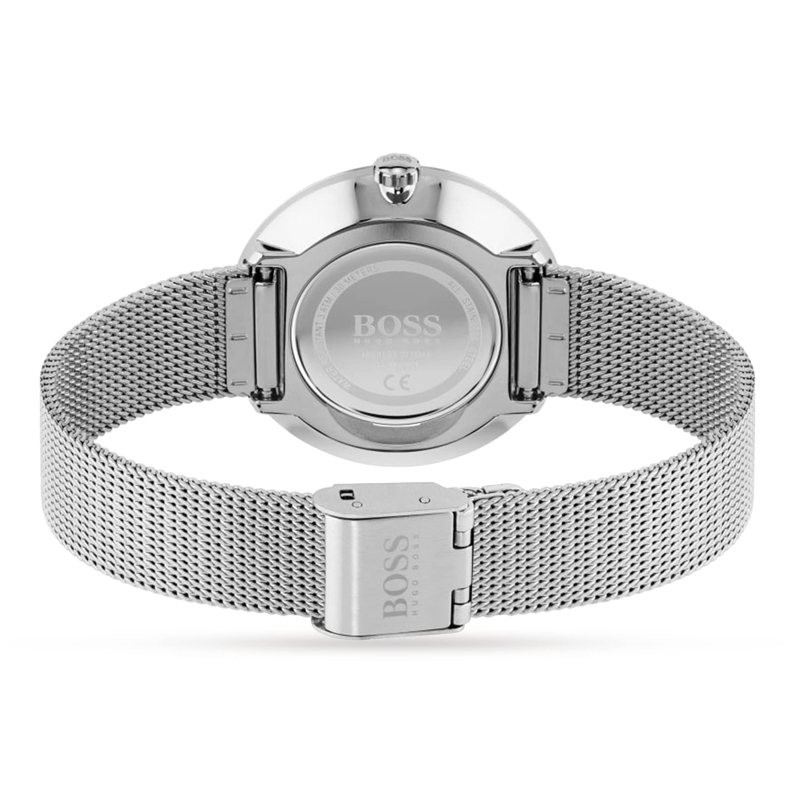 BOSS Praise Crystal Mesh Bracelet Strap Watch, Silver Ladies Watch 36mm ...