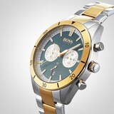 BOSS Santiago Chronograph Date Bracelet Strap Watch, Silver/Gold GQ 44mm
