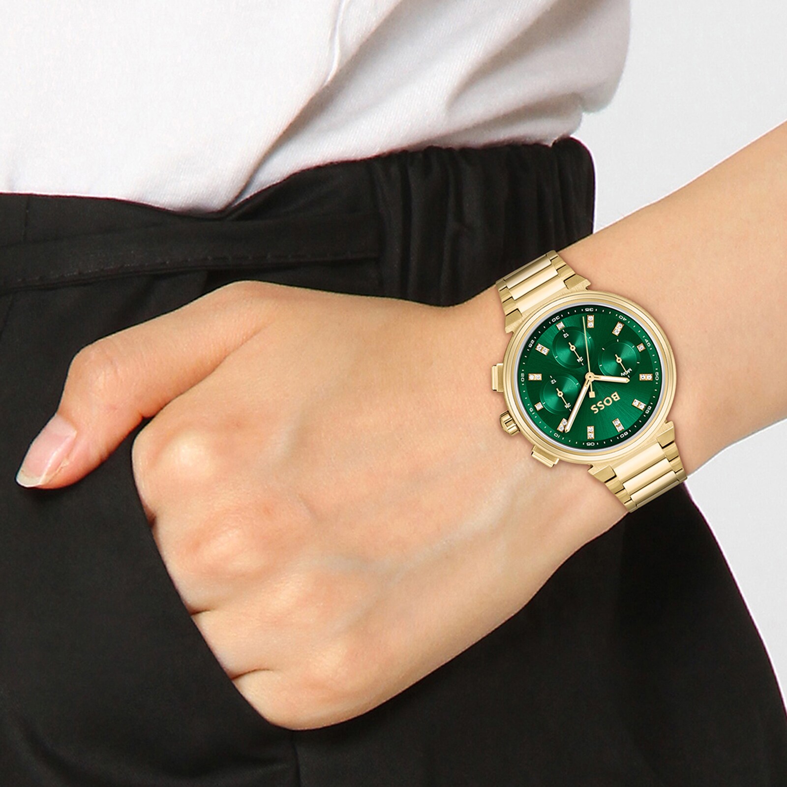 BOSS One 38mm Green Dial Ladies Watch 1502679 Goldsmiths