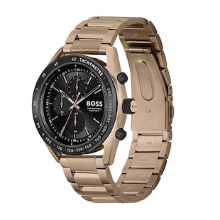 BOSS Centre Court Beige IP 44mm Mens Watch Black