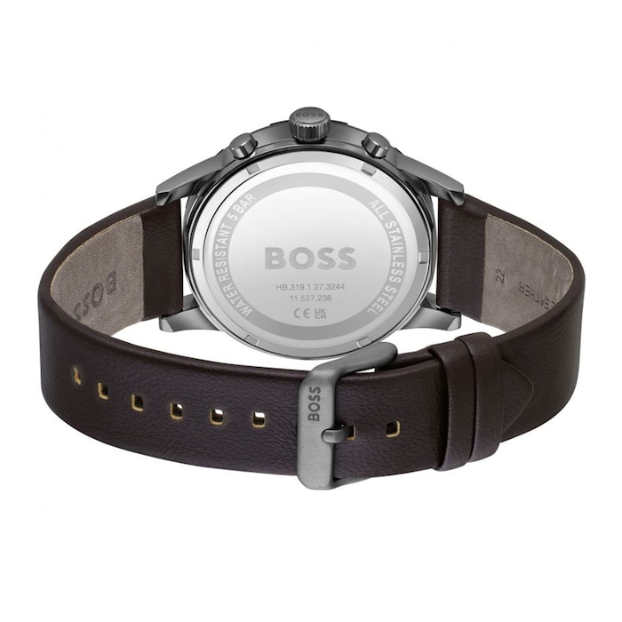 Strap BOSS and Mappin Leather Mens 44mm Blue Solgrade Webb Recycled | 1514030 Watch